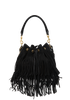Fringed Bucket Top Handle/Crossbody, &pound;595, Handbags, Black, Suede, Front view